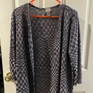 Purple and Gray Checkered Cardigan